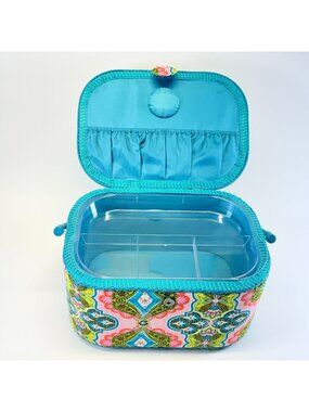Geometric Fabric Sewing Box Removable Plastic Tray Magnetic Closure Philippines
